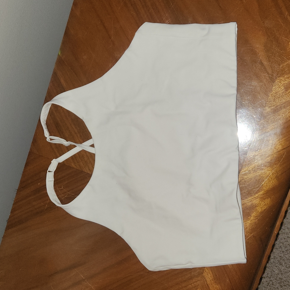 Girlfriend Collective White Topanga Halter Sports Bra XL